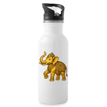 Eléphant d’Or - Gourde avec paille intégrée - blanc - Droite