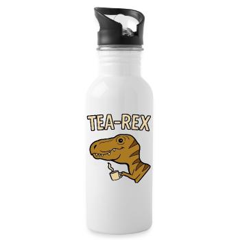 Tea Rex Dinosaurier mit Tasse - Trinkflasche mit integriertem Trinkhalm - Weiß - Rechts