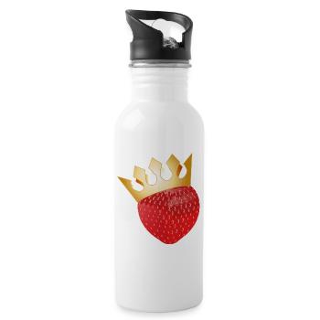 Fraise – Caractère fruité avec une couronne dorée - Gourde avec paille intégrée - blanc - Droite