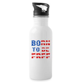 Born To Be Free Flagge der Vereinigten Staaten - Trinkflasche mit integriertem Trinkhalm - Weiß - Rechts