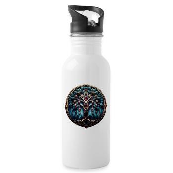 City in the shade of the lush tree of life - Water bottle with straw - white - Right