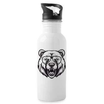 Cool bear with sun groove - Water bottle with straw - white - Right