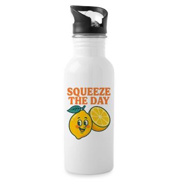 Lemon Summer Fruit Citrus Vintage - Water bottle with straw - white - Right