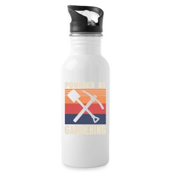 Powered by Gardening Retro Style Fan - Water bottle with straw - white - Right