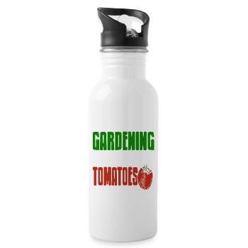 J’aime jardiner de ma tête Tomato Pun Lover - Gourde avec paille intégrée - blanc - Droite