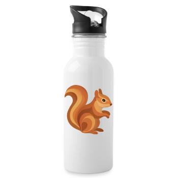 Squirrel – Playful forest animal in warm tones - Water bottle with straw - white - Right