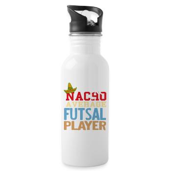 Nacho Average Futsal Player Funny Pun Odds - Water bottle with straw - white - Right