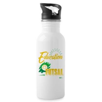Futsal Is Importanter Funny Education Joke - Water bottle with straw - white - Right