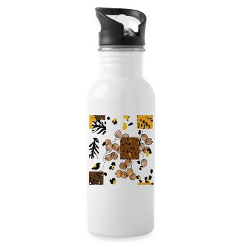 Animal Tier Print Muster - Trinkflasche mit integriertem Trinkhalm - Weiß - Rechts