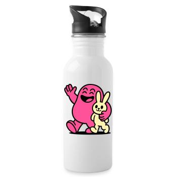 Happy Friends! - Water bottle with straw - white - Right