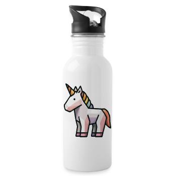 Licorne géométrique – Art animalier fantastique Low Poly - Gourde avec paille intégrée - blanc - Droite