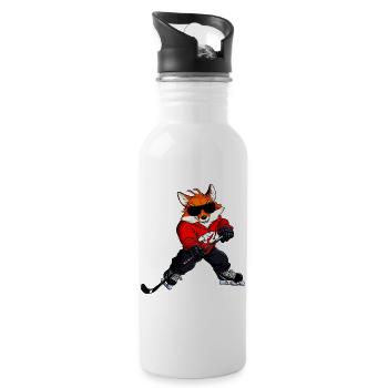 Eishockey Fuchs - Trinkflasche mit integriertem Trinkhalm - Weiß - Rechts