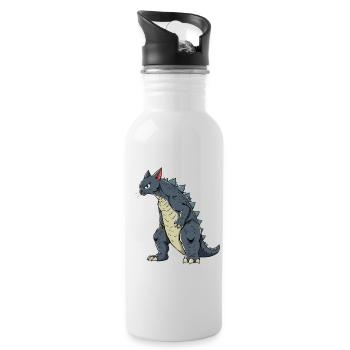 Cat as a lizard - Water bottle with straw - white - Right