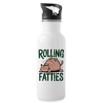Rolling Fatties Cat Humour - Gourde avec paille intégrée - blanc - Droite