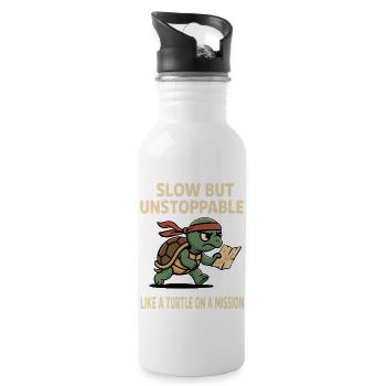 Slow but unstoppable Like a turtle on a mission - Water bottle with straw - white - Right