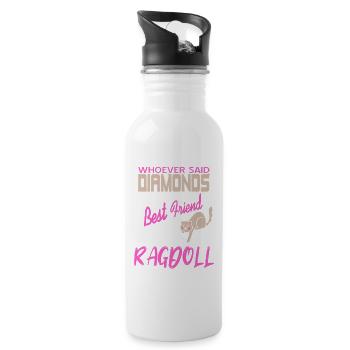 Ragdoll Cat Over Diamonds Funny Best Friend Quote - Trinkflasche mit integriertem Trinkhalm - Weiß - Rechts