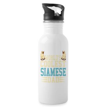 World's Coolest Siamese Cat Dad - Trinkflasche mit integriertem Trinkhalm - Weiß - Rechts