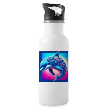 Delfin - Trinkflasche mit integriertem Trinkhalm - Weiß - Rechts