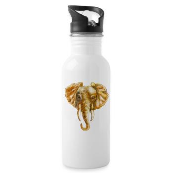 Éléphant - Gourde avec paille intégrée - blanc - Droite