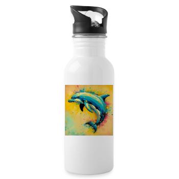 Delfin - Trinkflasche mit integriertem Trinkhalm - Weiß - Rechts