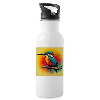 kingfisher - Water bottle with straw - white - Right