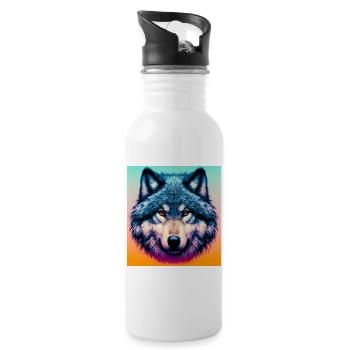Wolf - Trinkflasche mit integriertem Trinkhalm - Weiß - Rechts
