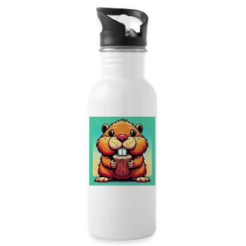 Bieber - Trinkflasche mit integriertem Trinkhalm - Weiß - Rechts