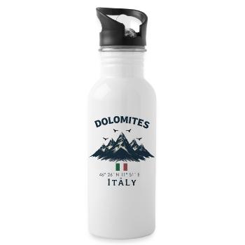 Berge Dolomiten Italien Design - Trinkflasche mit integriertem Trinkhalm - Weiß - Rechts