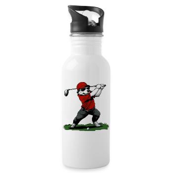 Hund Golf - Trinkflasche mit integriertem Trinkhalm - Weiß - Rechts