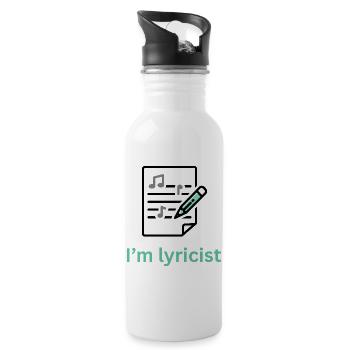 Engraved musical lyrics with playful lettering - Water bottle with straw - white - Right