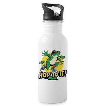 Lustiger Frosch Spruch Fitness Motivator - Trinkflasche mit integriertem Trinkhalm - Weiß - Rechts