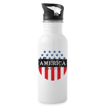Amerikanischer patriotischer Shield - Trinkflasche mit integriertem Trinkhalm - Weiß - Rechts