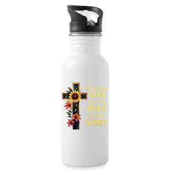 Geliebt von Jesus Christliches Kreuz - Trinkflasche mit integriertem Trinkhalm - Weiß - Rechts