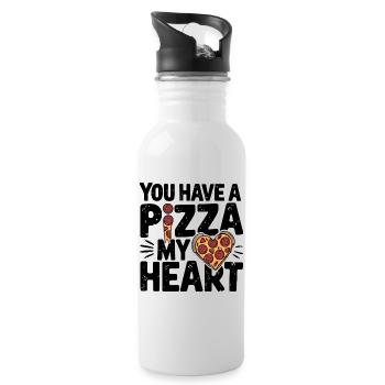 Pizza Love Heart Funny Food Lover - Water bottle with straw - white - Right