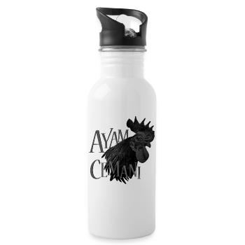 Ayam Cemani Black Beauty - Water bottle with straw - white - Right