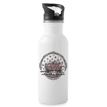 Autumn Harvest Pumpkin Wagon - Water bottle with straw - white - Right