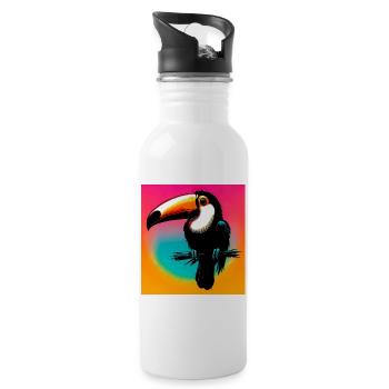 toucan - Water bottle with straw - white - Right