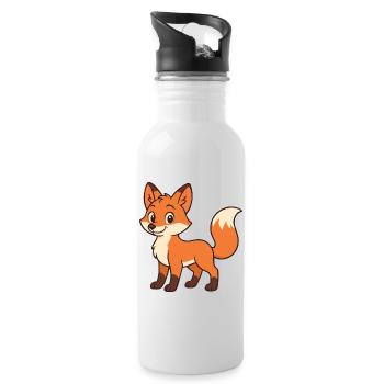 Niedlicher Cartoon-Fuchs für Kinderkleidung - Trinkflasche mit integriertem Trinkhalm - Weiß - Rechts