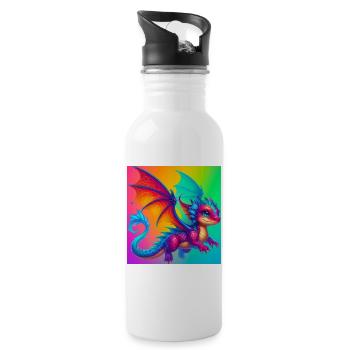 dragon - Water bottle with straw - white - Right
