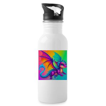 dragon - Water bottle with straw - white - Right