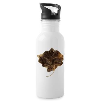 Elegantes Blatt - Trinkflasche mit integriertem Trinkhalm - Weiß - Rechts