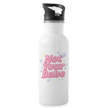 not your babe / y2k design - Trinkflasche mit integriertem Trinkhalm - Weiß - Rechts