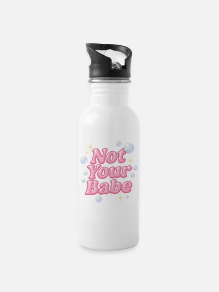 not your babe / y2k design - Trinkflasche mit integriertem Trinkhalm - Weiß