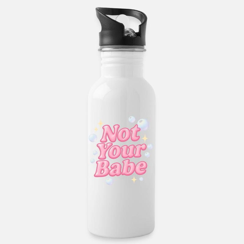 not your babe / y2k design - Trinkflasche mit integriertem Trinkhalm - Weiß
