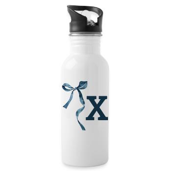 Monogramm x Geschenkidee - Trinkflasche mit integriertem Trinkhalm - Weiß - Rechts