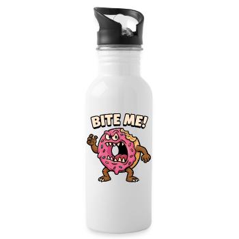 Conception agressive de monstre de beignet - Gourde avec paille intégrée - blanc - Droite