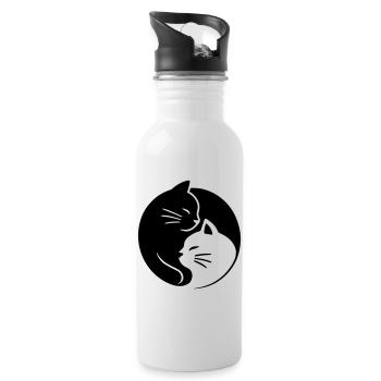 Ying Yang Cats - Water bottle with straw - white - Right