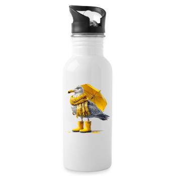 Seagull with yellow umbrella and boots - Water bottle with straw - white - Right