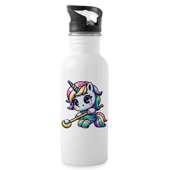 Einhorn 35 Kawaii Regenbogen Magie Chibi Style - Trinkflasche mit integriertem Trinkhalm - Weiß - Rechts