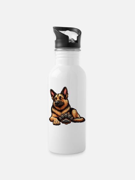 Deutscher Schäferhund Schäferhunde Schäferhunde - Trinkflasche mit integriertem Trinkhalm - Weiß